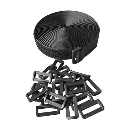 Picture of 5m x 25mm Hook & Loop Cable Tape – Heavy-Duty, Self-Adhesive, Reusable with 25 Buckles (Black)