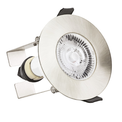 Picture of Evofire Fire Rated Downlight 70mm Cutout IP65 Satin Nickel Round + GU10 Holder & Insulation Guard