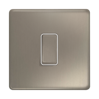 Picture of Terra 1 Gang 2 Way 10AX Single Pole Switch Brushed Chrome with White Insert  
