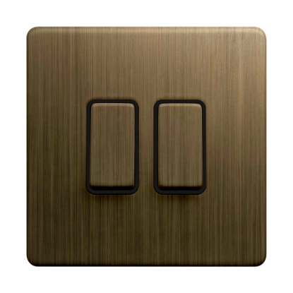 Picture of Terra 2 Gang 2 Way 10AX Single Pole Switch Antique Brushed Brass
